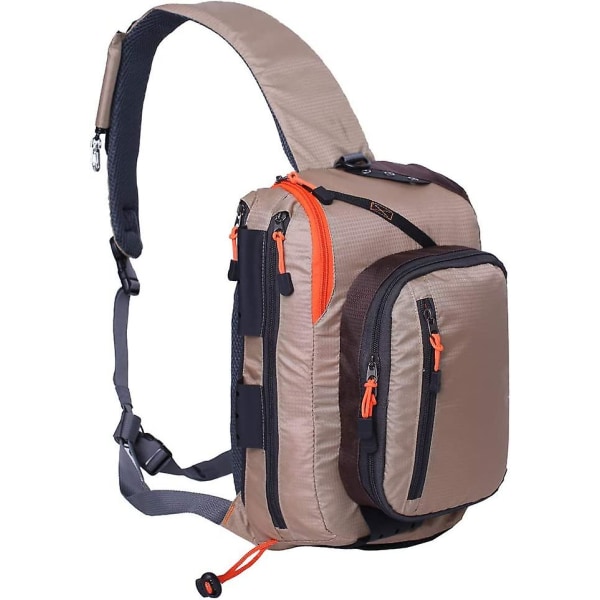Fiske Slungväska Bröst Axel Ryggsäck Crossbody Väska Lätt (khaki)