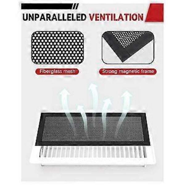 6 Pakning Ventilasjonsdeksler for Hjem Gulvventilasjonsdeksler 4x10 Tommer Magnetisk Ventilasjonsnett Gulv for Hjem Tak Vegg Luftventil