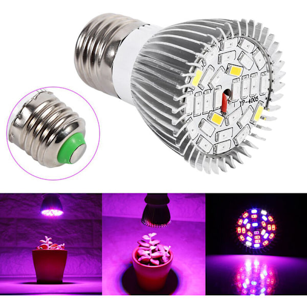 Rubberskin 5W E27 LED Grow Light Bulb Full Spectrum for Indoor Plants Vegetable Veg Flower for Garden 28 Leds