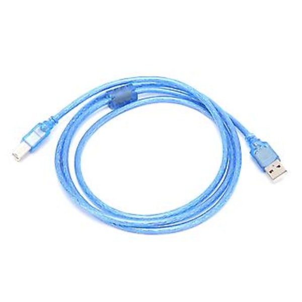 USB Datakabel A Hane till B Hane Transparent Blå Tetragonum Port Skrivaranslutningskabel 1,5 Meter