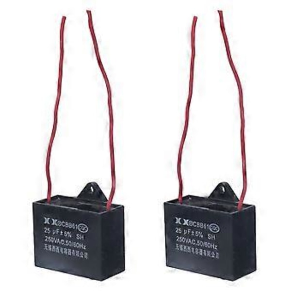 2st Takfläkt Kondensator Startkomponent 2 Trådar 25UF 14cm Ledningslängd CBB61 250VAC