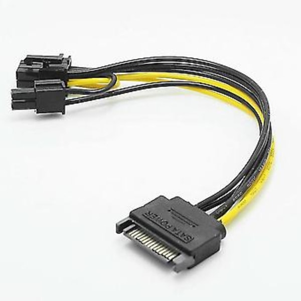 15-nastainen SATA uros - 8-nastainen (6+2) PCI-e virtalähdekaapeli SATA-kaapeli 15-nastainen - 8-nastainen kaapeli 18awg johto F