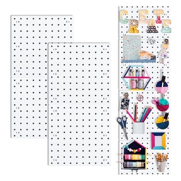 Vægmonterede pegboards, pegboard-vægorganisationspaneler, pegboards til væg, hobbyrum, køkken, garage, stue, badeværelse (4 stk.)