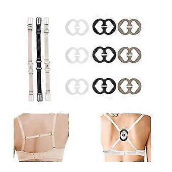 12 stk. Sklisikre BH-stropper Elastisk Justerbar Holder Med BH-klips