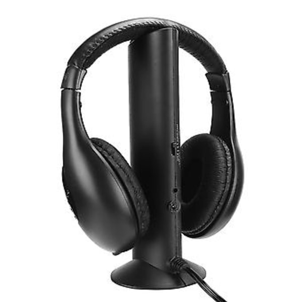 5 i 1 FM Trådlöst Headset Inbyggd Mikrofon Hörlurar Headset med Laddningsställ