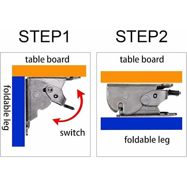 Selvlåsende foldbart hengsel, 4 stk kjøkkenskap foldbart hengsel, stålplate 90 graders fot foldbart hengsel, låsing forlengelsesbord sammenleggbar hylle Br