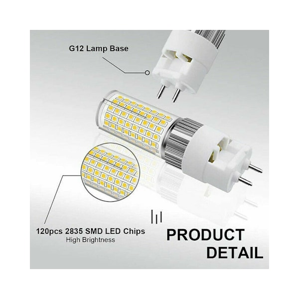 G12 LED 20W 100-277V ingen stroboskop lommelygte (varm hvid 3000K) til indkøbscentre, tøjbutikker, smykkebutikker