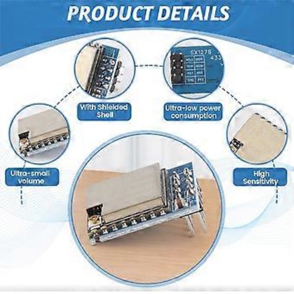 Utviklingskortmodul SX1278 LORA Spredt Spektrum Trådløs Modul/433MHZ Trådløs Seriell/UART Grensesnitt/RA-02 Modul