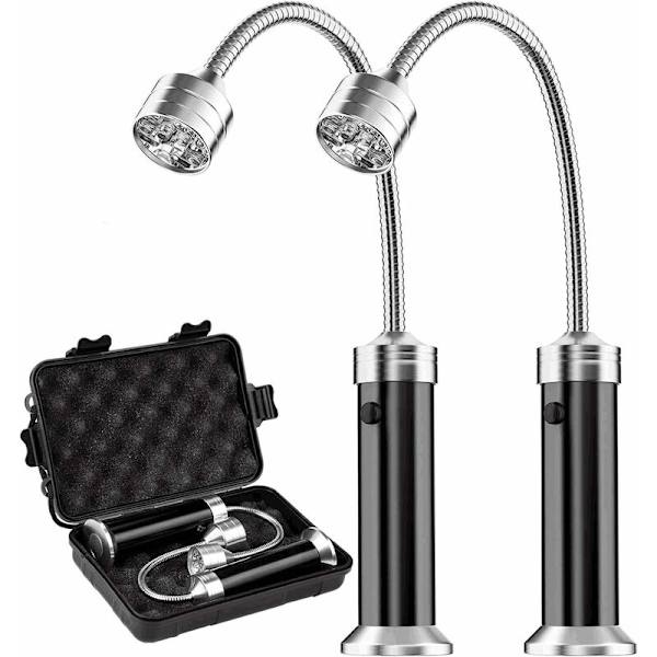 Set med 2 grilllampor med magnetisk bas, flexibel 360 graders rotationsjustering, lämplig för grillning, camping, fest, utomhus.