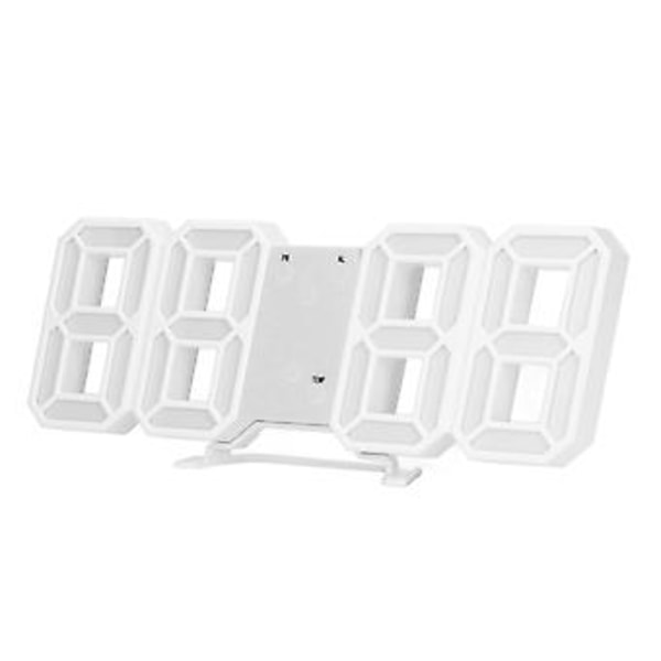 3D LED Digital Klocka: Intelligent Röststyrning, Tid, Datum, Temperaturvisning, Vit Skal Grön Text