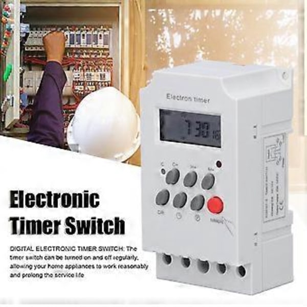 Elektroninen ajastinkytkin DIN-kisko LCD-mikrotietokone elektroninen älykäs ohjain KG316TII (DC 12V)