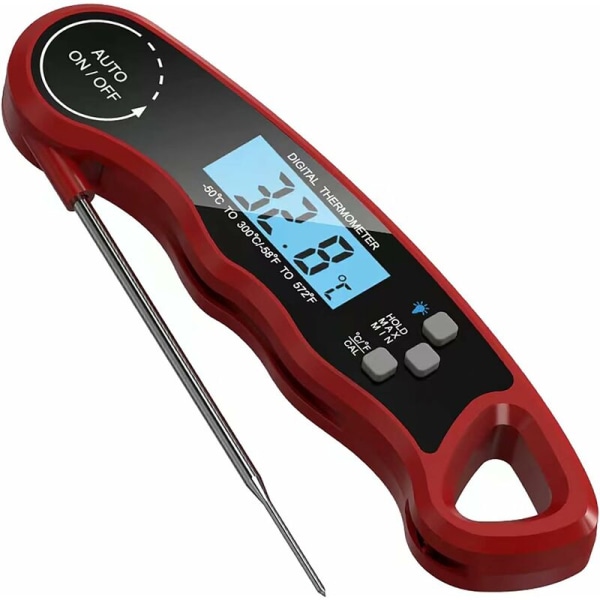 Kötttermometer, 3 sekunders omedelbar avläsning, för matlagning, bakning, vätskor, godis, grillning, röd