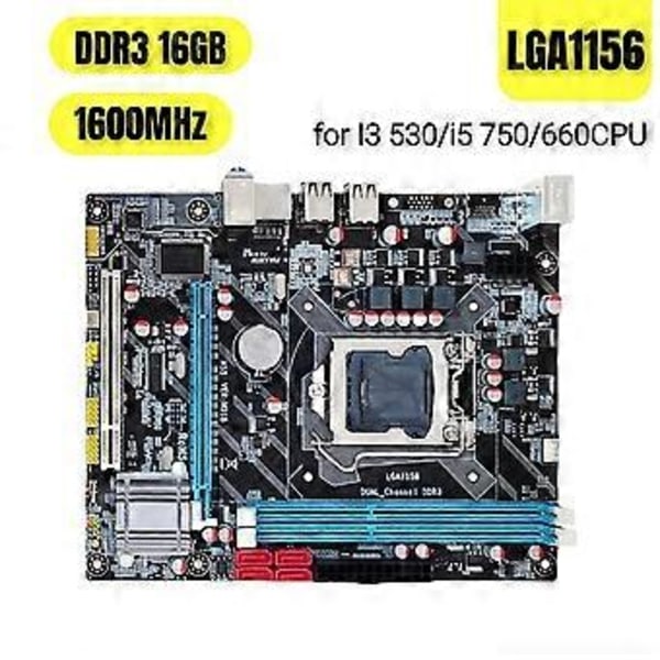 LGA1156 Dator Moderkort DDR3 Minne ATX Moderkort 1600MHz 4 SATA USB2.0 Dual Channel för I3 530/I5 750/660CPU
