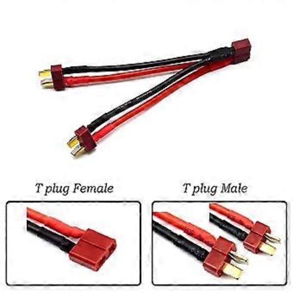 T Stik Adapter Konnektor 1 Hun til 2 Han Splitter til Liion Batteri