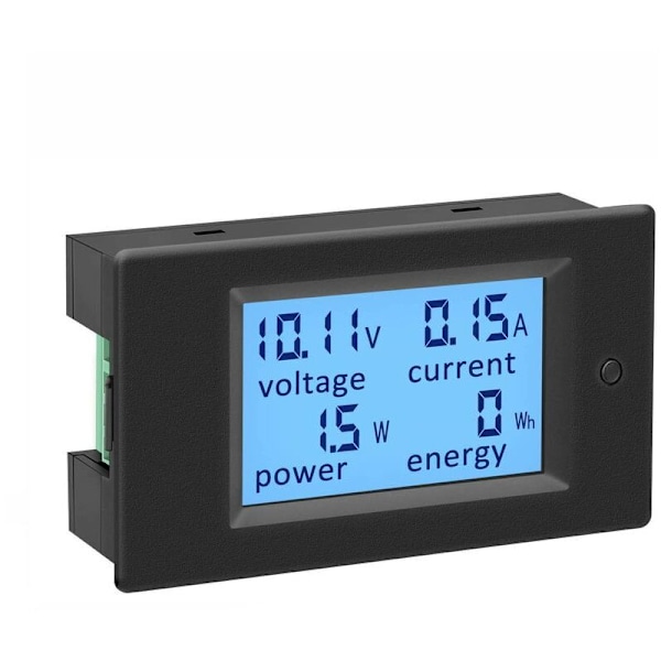 Voltmeter Amperemeter 12V Tester Indikator Spenning Strøm Effekt Energi Digital DC 6.5-100V 100A Volt Ampere Watt Multimeter LCD Display Panel