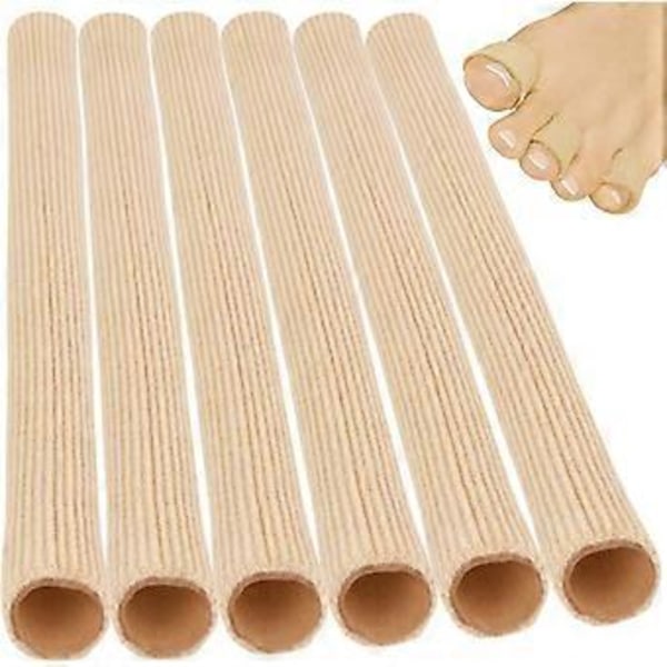 Tåhylsor [6-pack] - Silikon Gel Tub Finger Protector Kompressionskudde Stöd - Bandage Wrap Pad Cap För Liktornar, Förhårdnader, Blåsor, Klämda Hammartår, Ru