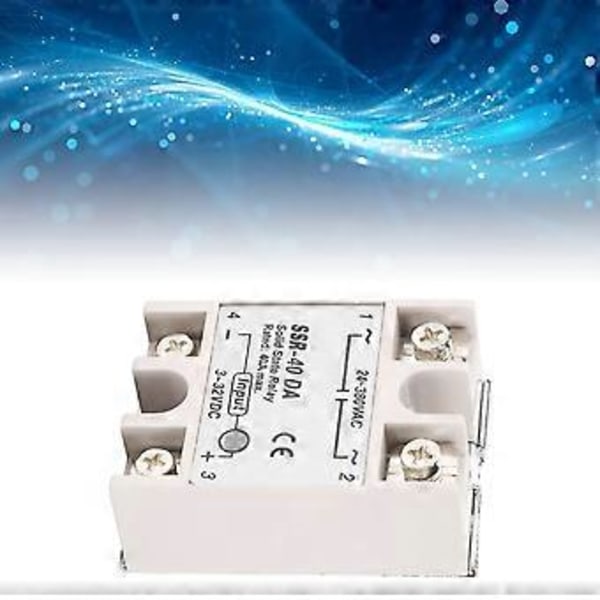 Solid State Relä 1 Fas DC till AC Kort 40A AC24380V SSR 40DA Plastskal Elektronisk Komponent