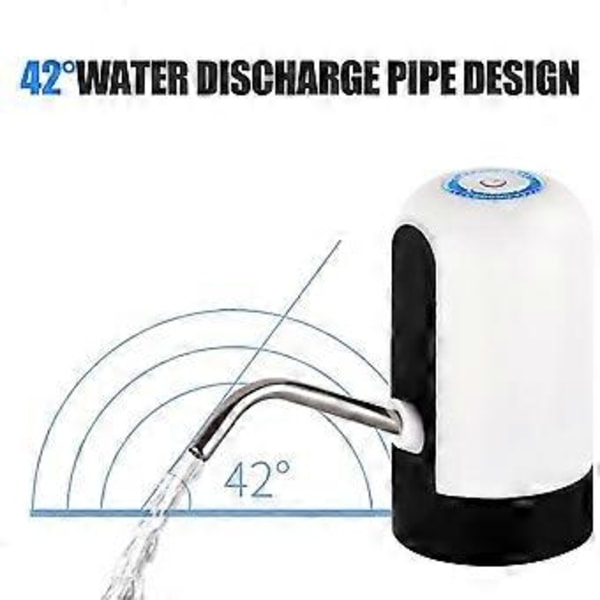 Vit/Svart Vattenflaskpump USB-laddning Automatisk Omkopplare Dricksdispenser Laddning Ett Klick Automatisk Omkopplare Dryckespump