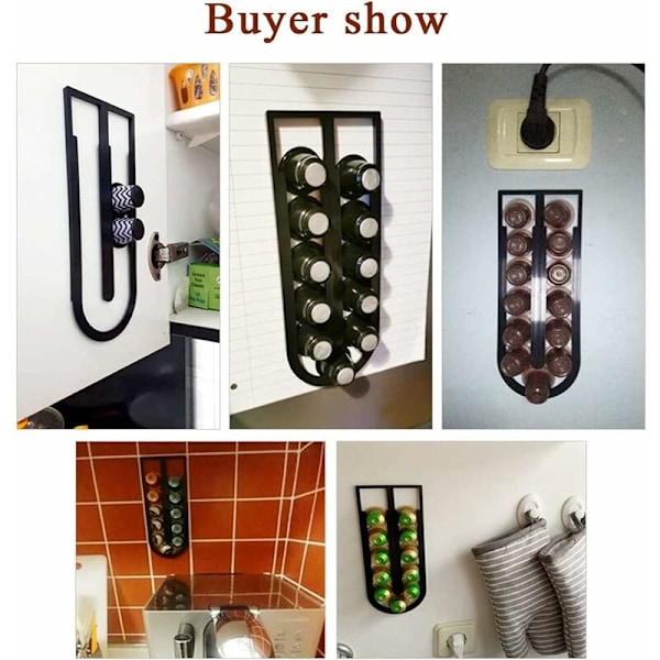 Nespresso kapselholder, kaffekapselholder for 12 originale Nespresso-kapsler, veggmontert oppbevaring for kaffekapsler