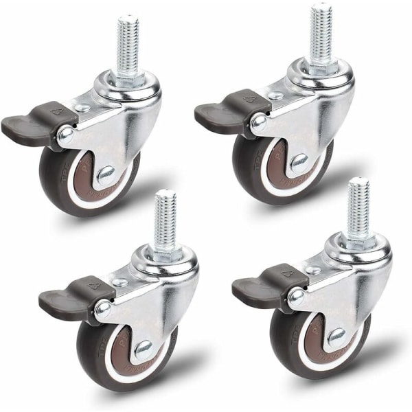 Möbelhjul, 4 st Swivel Caster, M10X25Mm Universal Möbelhjul, Lastkapacitet 40 kg per hjul