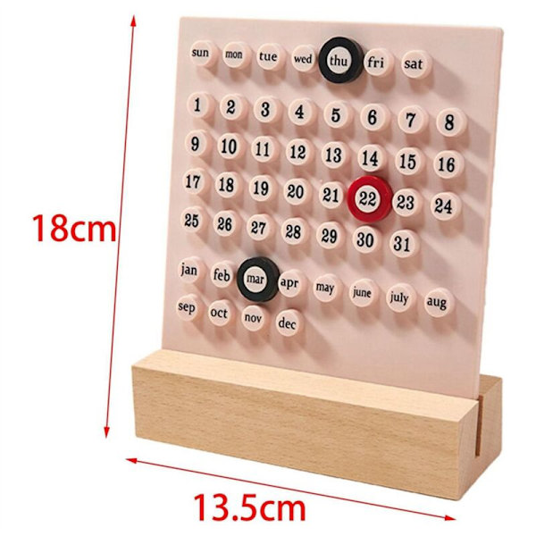Träskrivbordskalender Evighetskalender Retro Hem Unika Gåvor, Månadsdatumvisning, Skrivbordsdekorationer för Kontor, Rosa