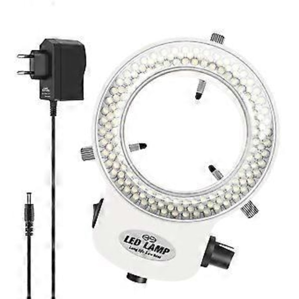 144 LED Ringlys for mini mikroskoplampe 6000K 0-100% justerbar Hvit