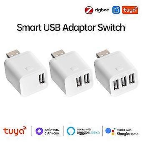 Tuya Smart Zigbee USB Adapter Switch 5V Mini USB Strømadapter Zigbee Smart Switch til Alexa Yandex 3USB