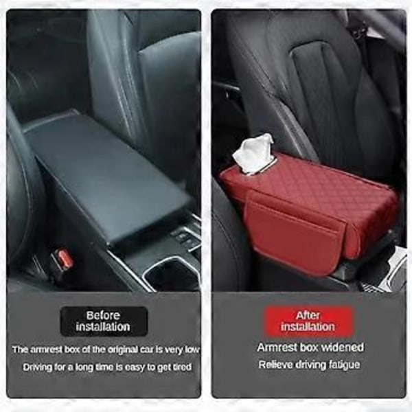 Bil Armlænsbetræk PU Læder med Vævsopbevaring Memory Foam Højde Pude Auto Center Armlæn Beskyttende Pude Støtte C