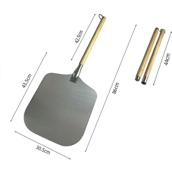 Pizza spatula with detachable wooden handle, aluminum metal pizza paddle for pizza oven, easy to use