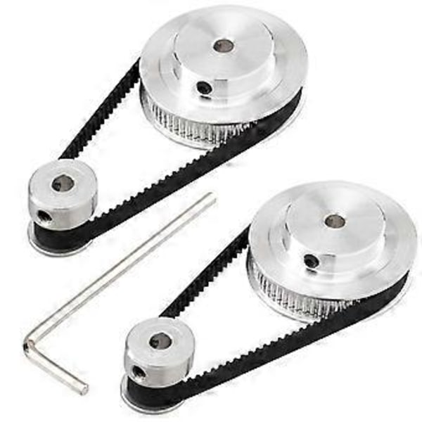 4 stk. Gt2 Synkront Hjul 20&60 Tænder 5mm Boring Aluminium Timing Remhjul