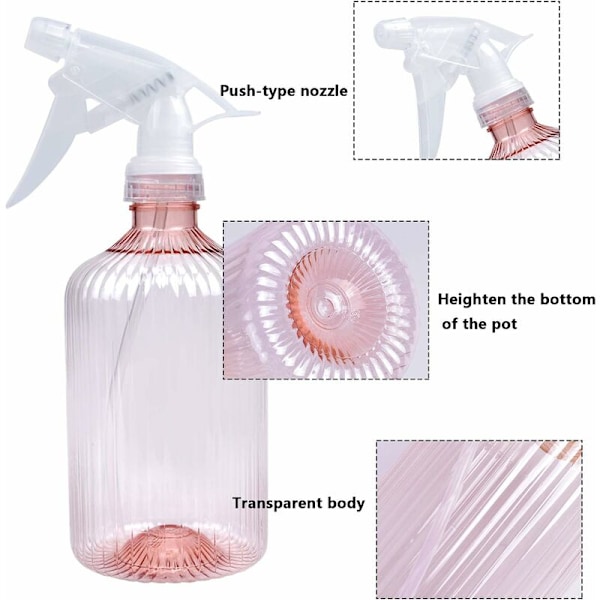 2 st 500 ml tomma sprayflaskor, sprayflaskor sprayburkar plast tomma spraybox sprayburkar transparent tomma sprayflaska, för frisör