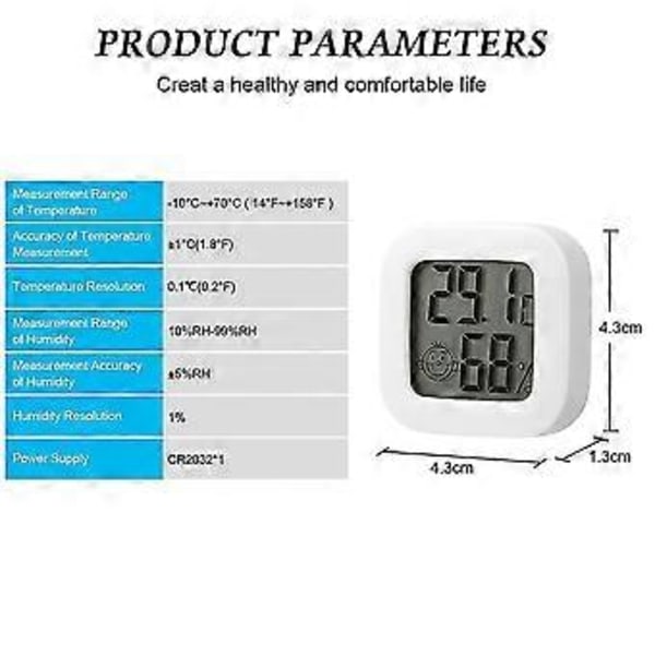 Indendørs Hygrometer Termometer, 2 stk. Mini Høj Præcision Digital Hygrometer Termometer, Temperaturmåler og Fugtighedsmåler Komfortniveauindikator