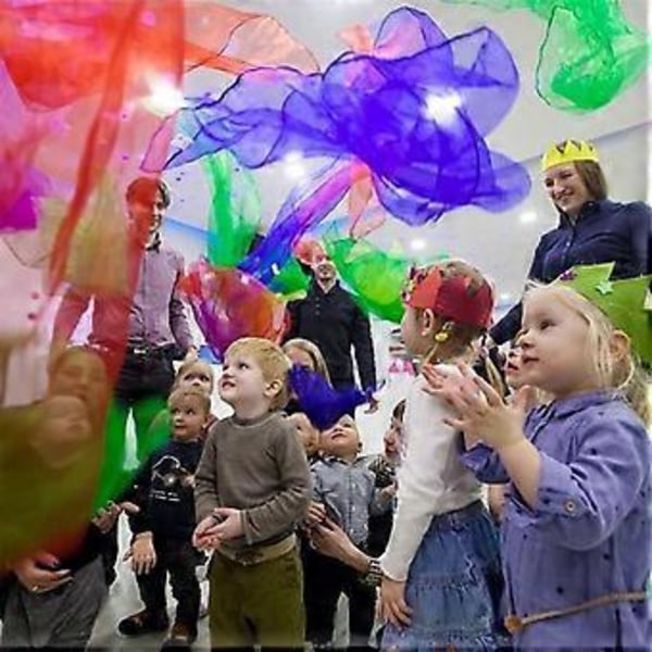Danse Tørklæder, 12 Farver 24 STK Jonglerings Tørklæder til Dans Musik Aktiviteter Tørklæder til Småbørn Børn Bevægelsesleg
