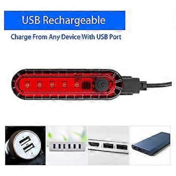8Pak USB Genopladelig LED Cykelbaglygte, Forlygte og Baglygte til Cykelcykling