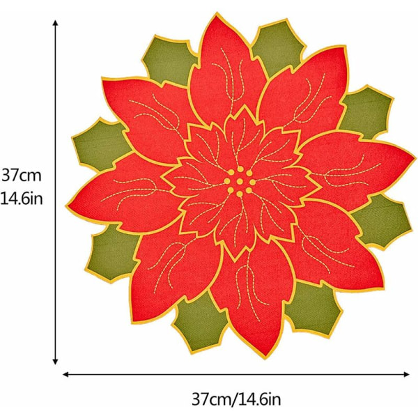 Julstjärna Underlägg Set om 4 Röda och Gröna Julstjärna Blom Underlägg Runda Jul Underlägg Underlägg för Kök Matbord