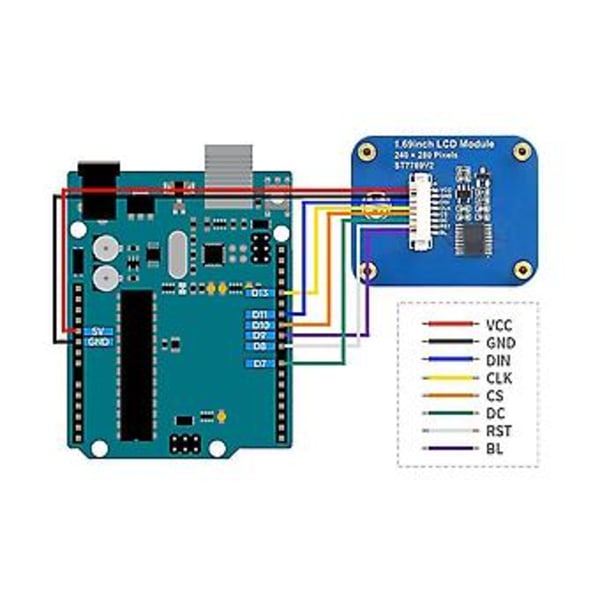 For 1.69 Tommers Ips Skjerm Lcd 240 X 280 Oppløsning Spi Grensesnitt 26 Skjerm For Stm32