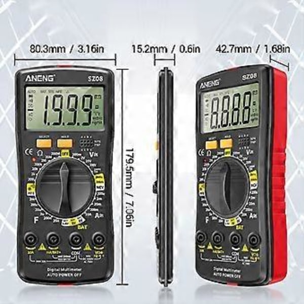 Digital Multimeter Ultratunn Förvaring Professionell Multimetro Auto Voltmeter AC