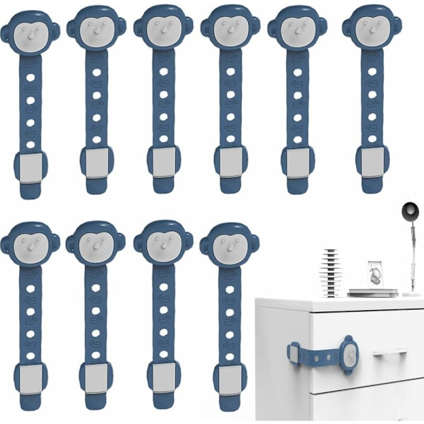 Säädettävät lapsiturvalukot 10 kpl, vauvan kestävät kaappilukot, salvat keittiöön, kaappiin, oveen, kaappeihin, laatikkoon, helppo asentaa, ei