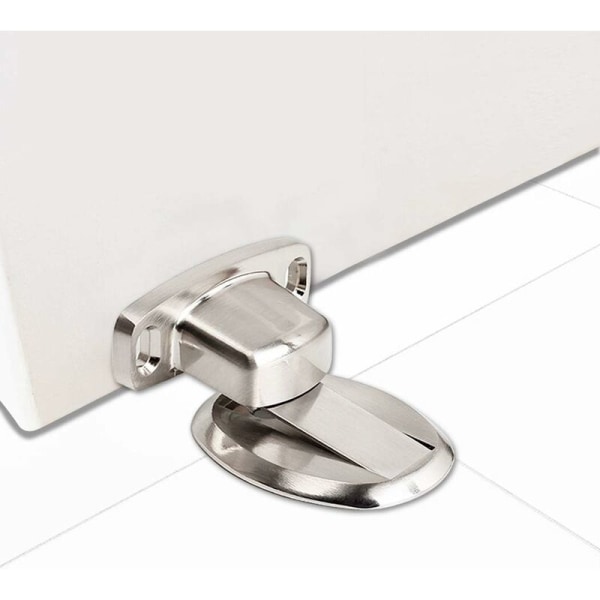 Heavy Duty Door Stopper with Self Adhesive Floor Mounted Concealing Screws-Silver