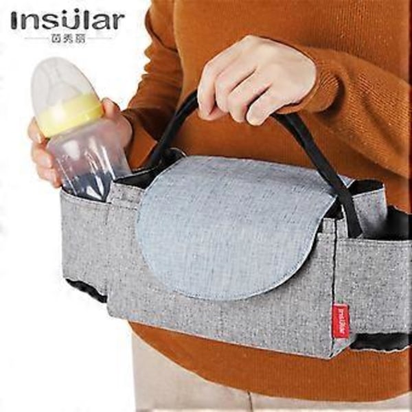 Multifunktionell barnvagnsväska hängande väska för babyprodukter förvaringsväska nappflaska vattenkopp väska barnvagn hängande väska hängväska Mica svart