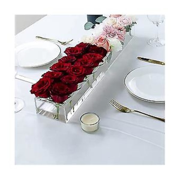12 Hull Klar Akryl Blomstervase Rektangulær Fl Midtstykke For Spisebord Rect Ra