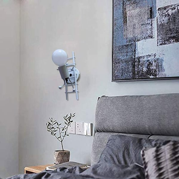 Vintage industriell vägglampa klättrande trappor vägglampa Art Deco vägglampa vit