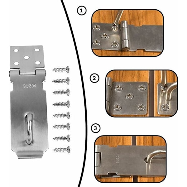 Staple Padlock Latch, 2 kappaletta Ovi Lukko Lukko Hasp Ruostumaton Teräs 4 Tuumaa Ruuveilla Ovi Lukko Lukolle, Hopea Lukko Lukko