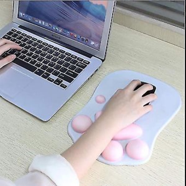 Kattmusmatta med handledsstöd, bärbar ergonomisk matta (grå)