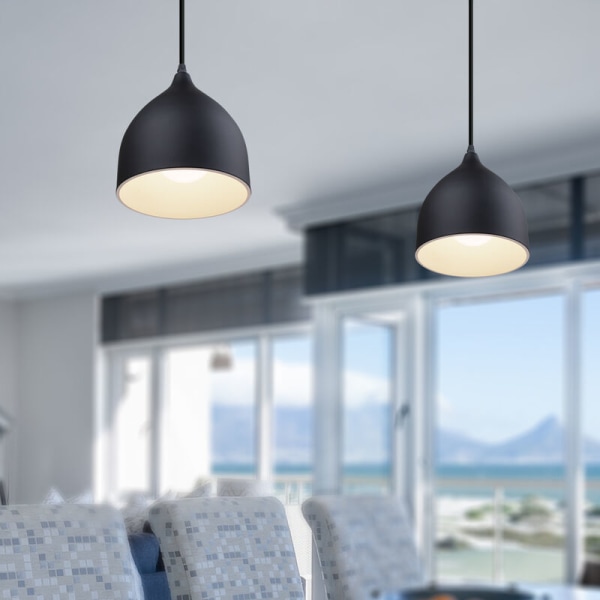 Moderne takhengt pendellampe justerbar hengende lampe svart metall lysekrone E27