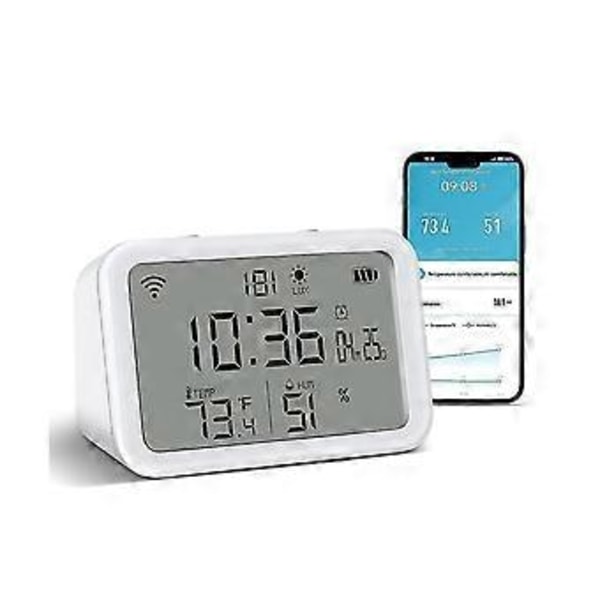 Wifi Termometer Hygrometer Med Lysintensitetsdetektion Wifi Temperatur Fugtighedsmåler Wit
