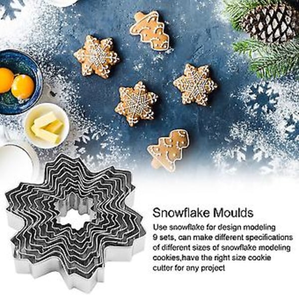 Snøfnuggformet rustfritt stålform Kakeutstikker Flott for jul og vinterferie
