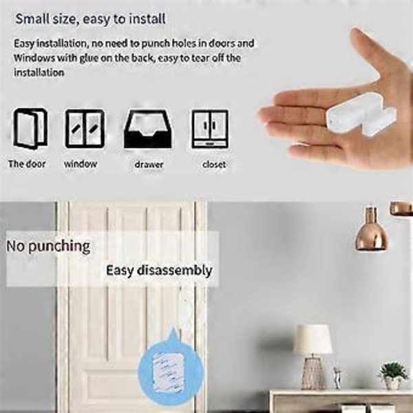 WiFi Dörr Fönster Sensor APP Smart Hem Säkerhetsskydd Dörröppningsdetektor för Alexa Yandex