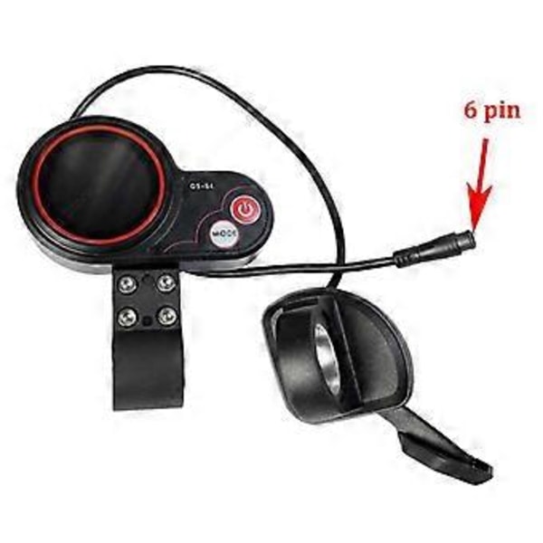 QS-S4 36V-60V Tumgas LCD Display Kit+Tändningslåsnyckel för Zero 8 9 10 8X 10X Elscooter 6PIN Display