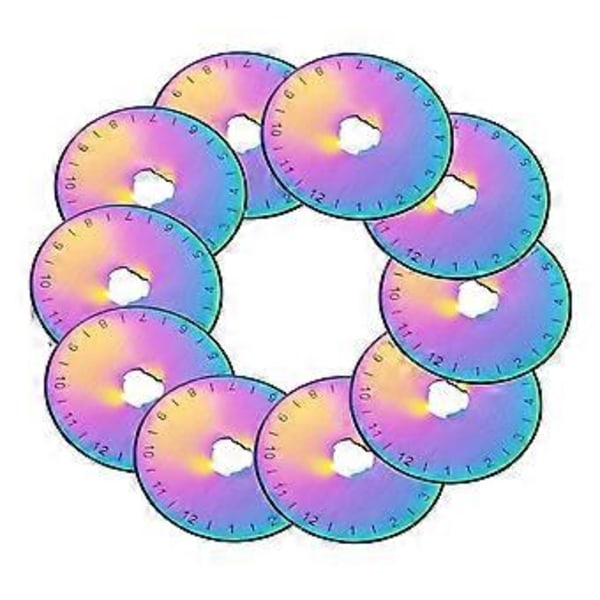 45 mm roterende kutterblader, påfyll av stoffskjæreblader for quilting, scrapbooking, sying, kunst og håndverk, 10-pakning, flerfarget